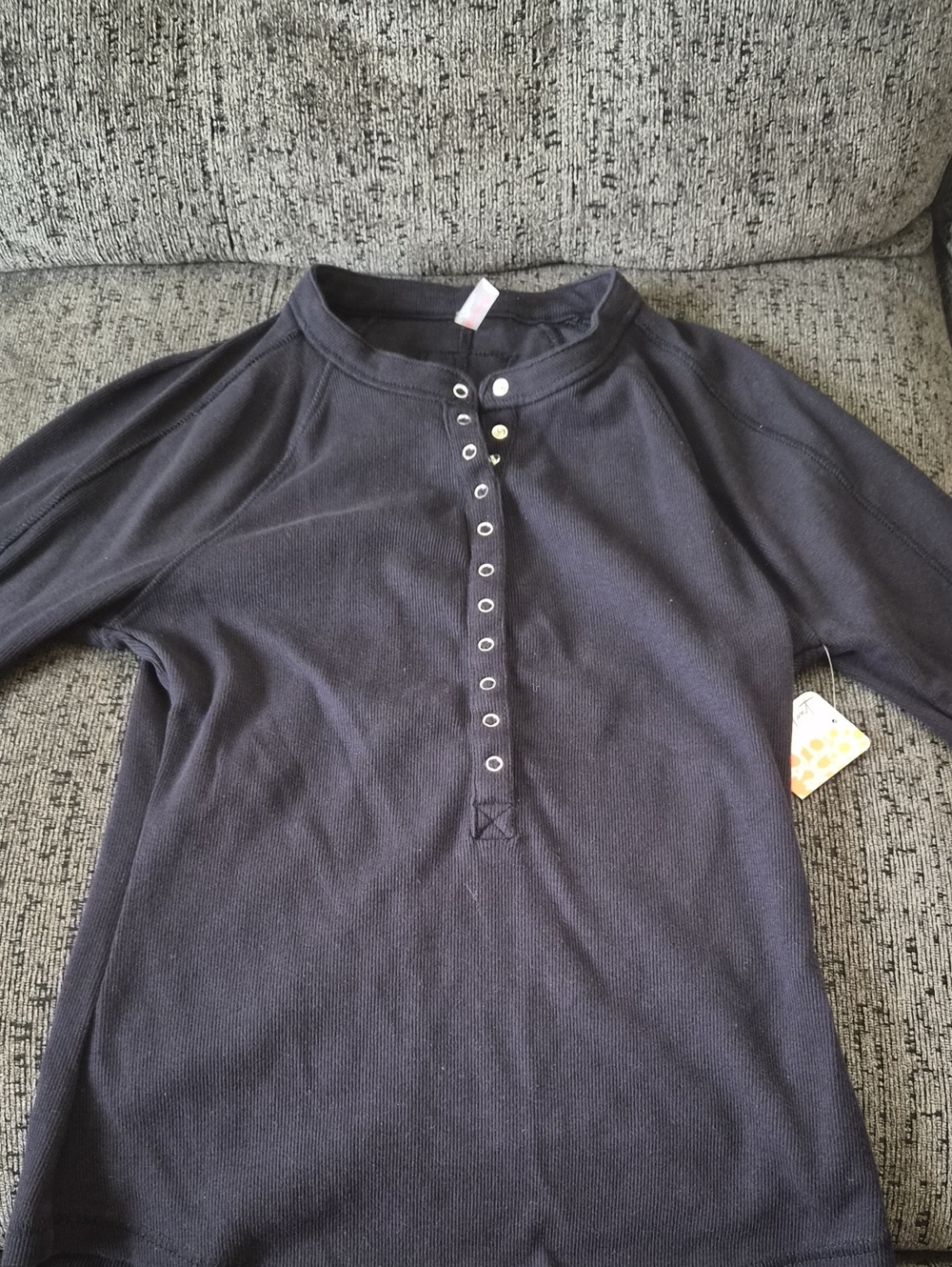Women Navy Long-Sleeve Henley Top
